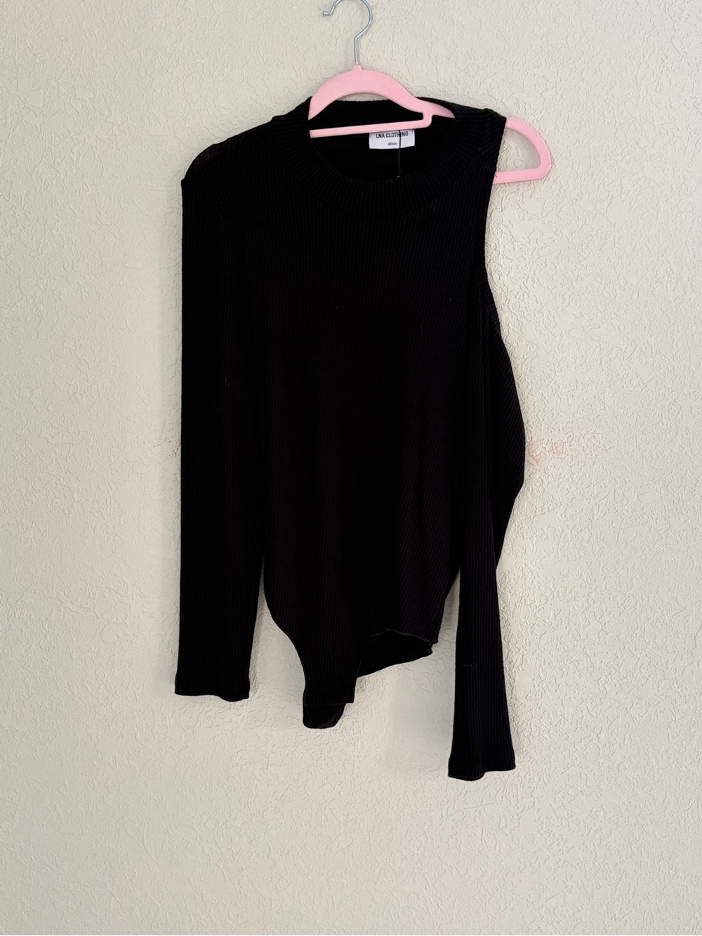 NWT LNA Clothing Women’s Size Medium Slade Rib One Shoulder Bodysuit Black